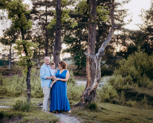 Babybauchbilder mit Familie im Abendlicht